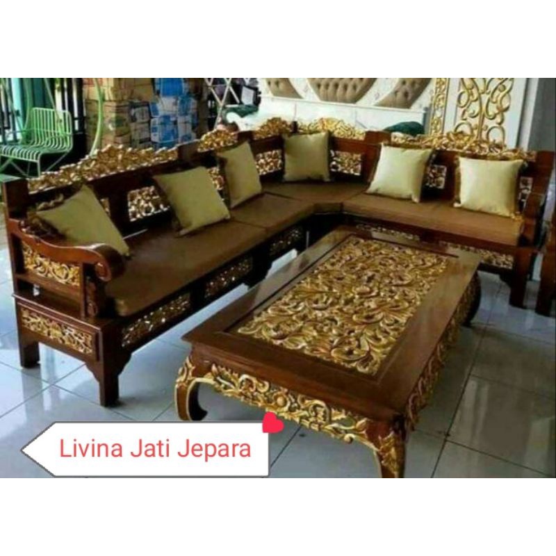 kursi tamu sudut bagong meja ketapang kursi sudut bagong jati