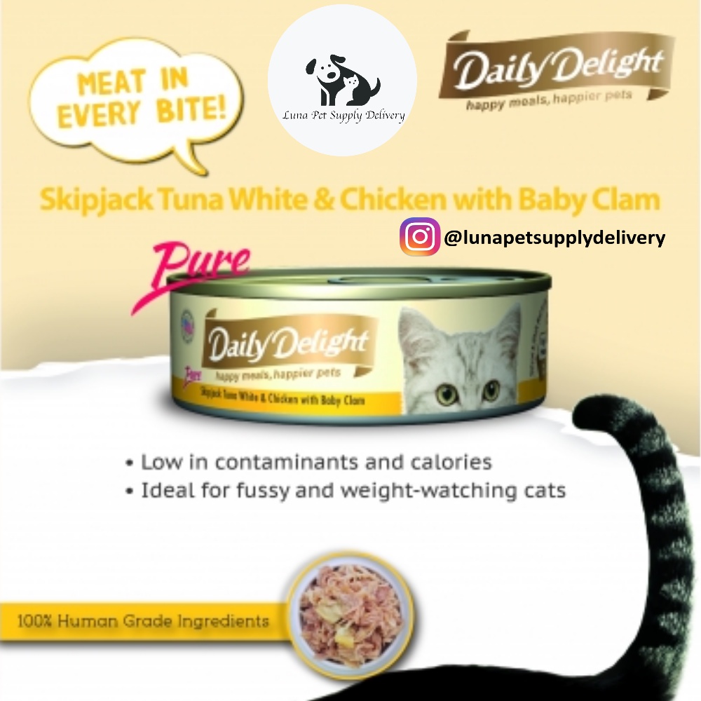 Makanan Basah Kucing Daily Delight Tuna White u0026 Chicken with Baby Clam