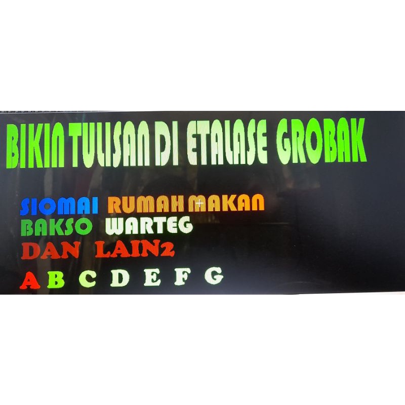 

Sticker huruf ,gerobak, etalase ,rumah makan dll