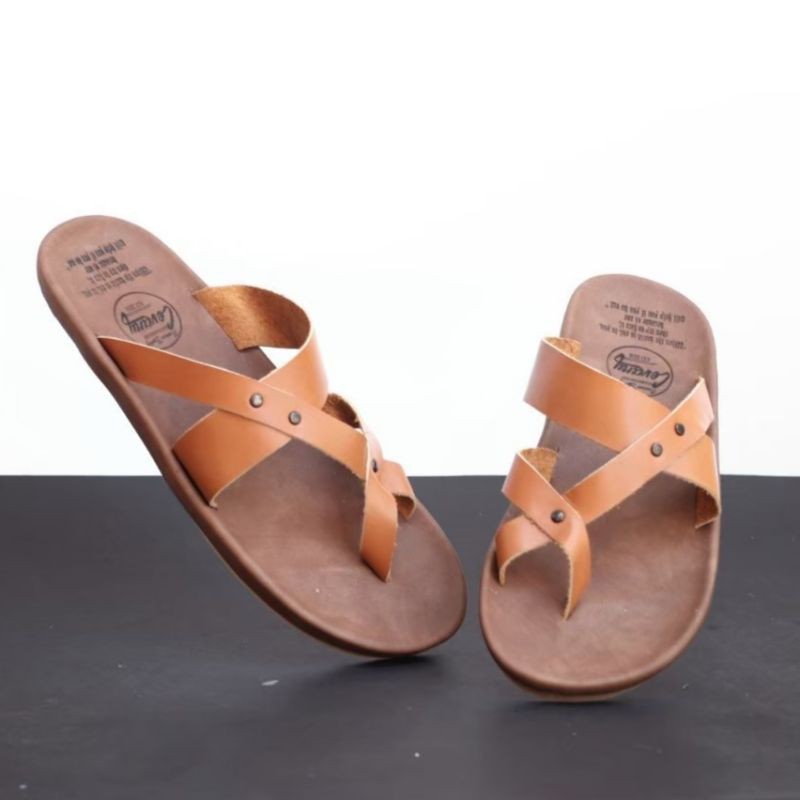 BELI 2 ONGKIR 1! SANDAL FULL KULIT ASLI CEVANY 05 WIROS HITAM COKLAT TAN ORIGINAL