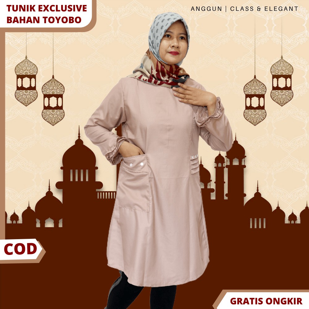 Dress Baju  Atasan  Tunik Katun Toyobo Polos Fashion muslim 