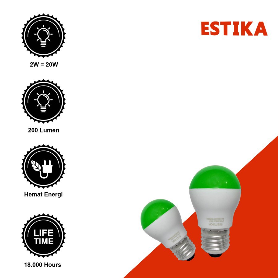 LAMPU LED ESTIKA 2W - LAMPU WARNA