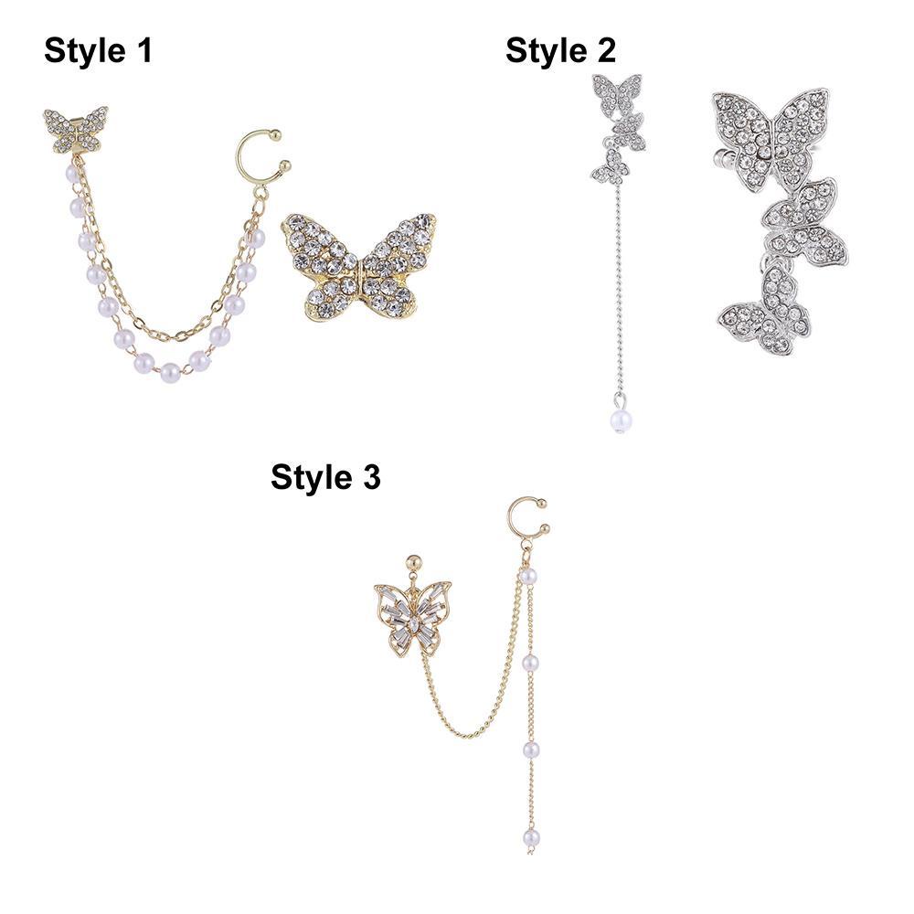 Lily Butterfly Klip Anting Fashion Hadiah Perhiasan Alloy Menjuntai Earrings