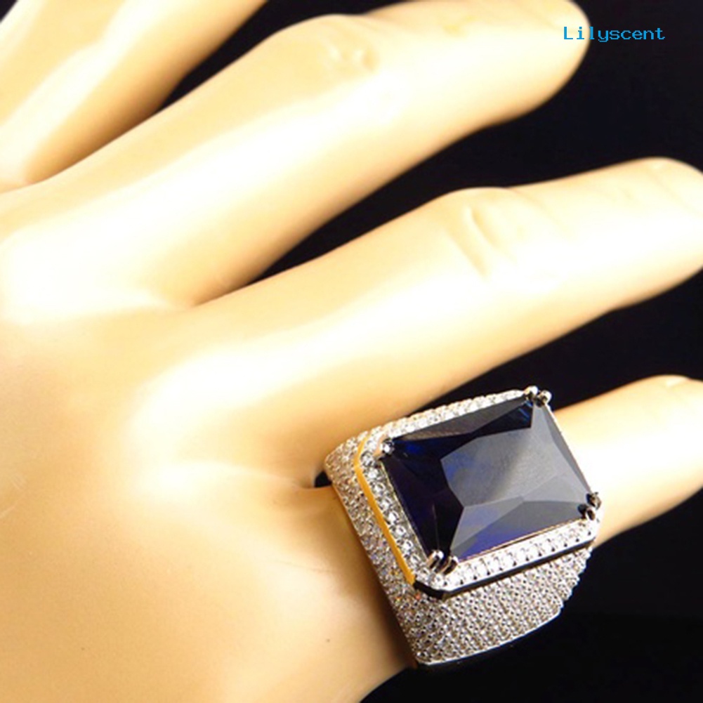 Cincin Bentuk Persegi Panjang Bahan Cubic Zirconia Untuk Pria Dan Wanita