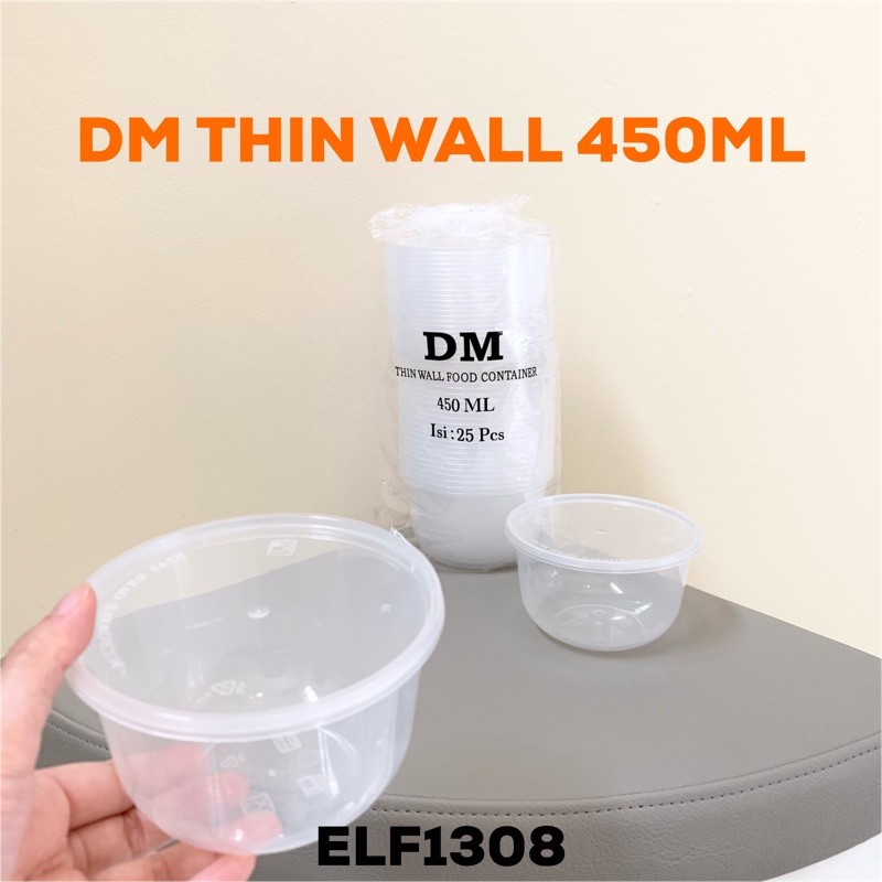DM Thin Wall 450ml Thinwall 450 ml Mangkok Plastik Bowl Food Container Ready Stock Gojek Grab Murah