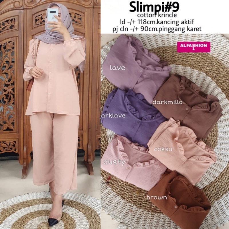Baju Setelan Celana Bahan Crincle / SLIMPI #9 SET BY ALFASHION