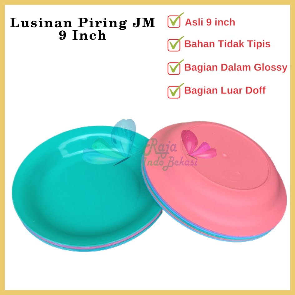 LUSINAN Piring Plastik JM 9 Inch Warna Pastel Piring Kecil Besar Set Makan Plastik Acara Pesta Melamin Rotan Murah Lusinan 1 Lusin Putih Murah Termurah - piring bulat ayam plastik 9 inch - Piring Porcelain Diameter 21 cm | Piring Makan Keramik