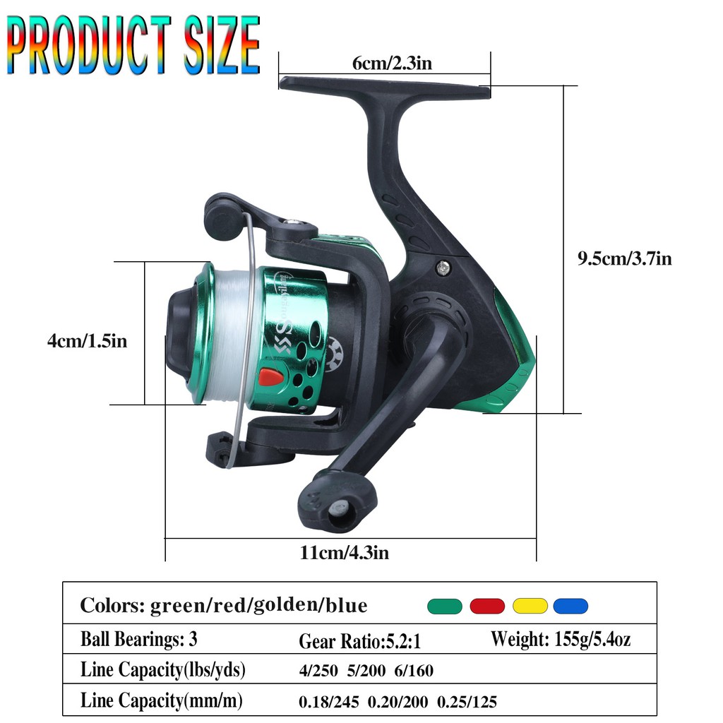 Sougayilang 6 Warna Spinning Reel Gagang Pancing Gagang yang Dapat Dipertukarkan Dilipat