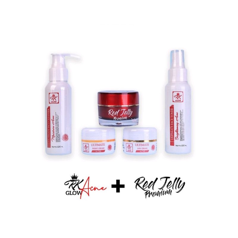 RK GLOW COSMETICS Glow Acne and Red Jelly Premium Paket Glowing Wajah Wanita Pria Original