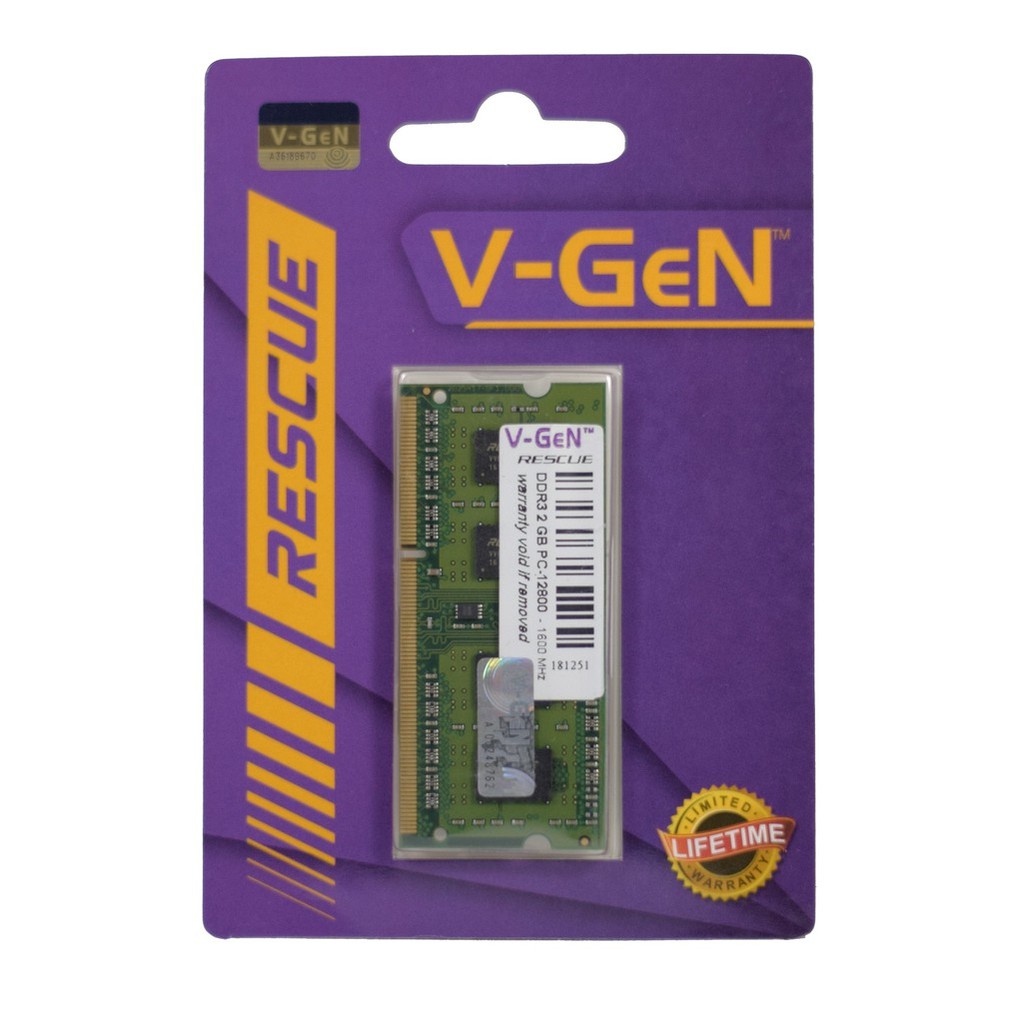 RAM LAPTOP V-GEN RESCUE 2GB DDR3 PC-12800 / 1600 SODIMM VGEN