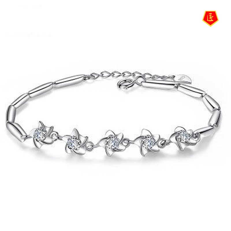 [Ready Stock]Silver Windmill Bracelet for Women Simple and Sweet