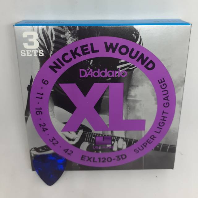 Senar Gitar ORIGINAL D'Addario 09 Elektrik ( isi 3 set ) Free pick 1 pcs