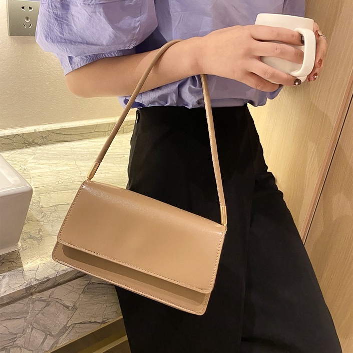 Tas Selempang Wanita Tas Bahu High Quality PU Flip Warna Solid Wanita Tas Persegi Kecil Tas Bahu Wanita Import Fashion Aksesoris Shoulder Bag