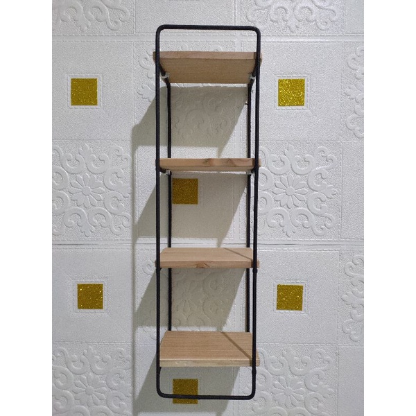 Rak Dinding Minimalis Vintage Ambalan 4 Susun - Dekorasi Dinding-3