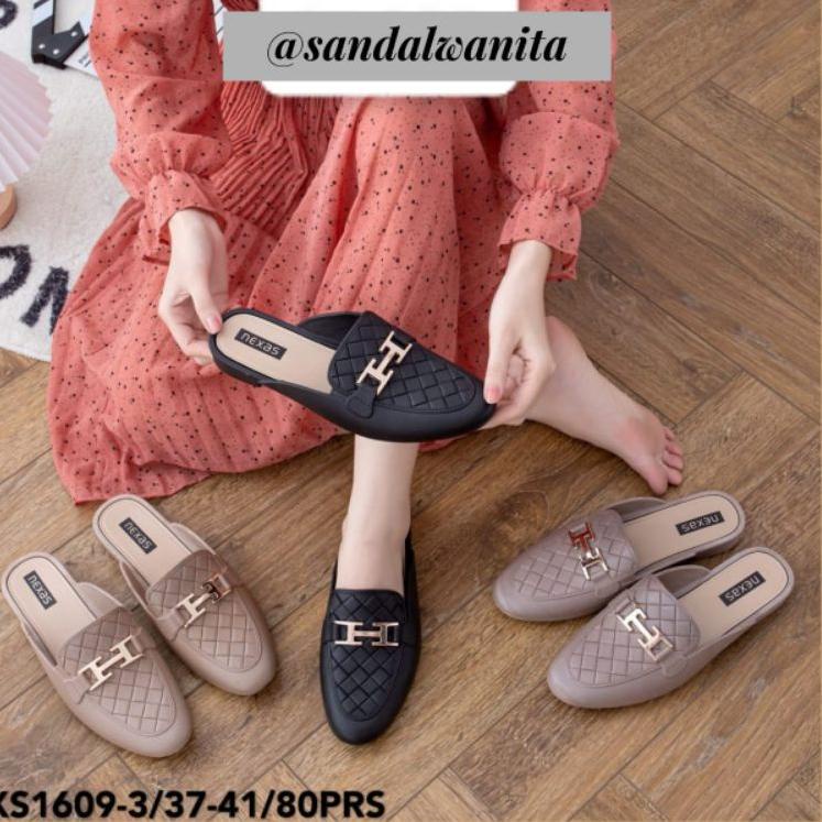⇑ Sandal Jelly Wanita Selop Tertutup Mules Import 1609 ゃ