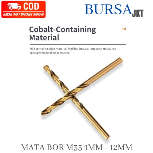 MATA BOR BESI HSS COBALT M35 GOLD MELUBANGI BESI STAINLESS STEEL 7 MM