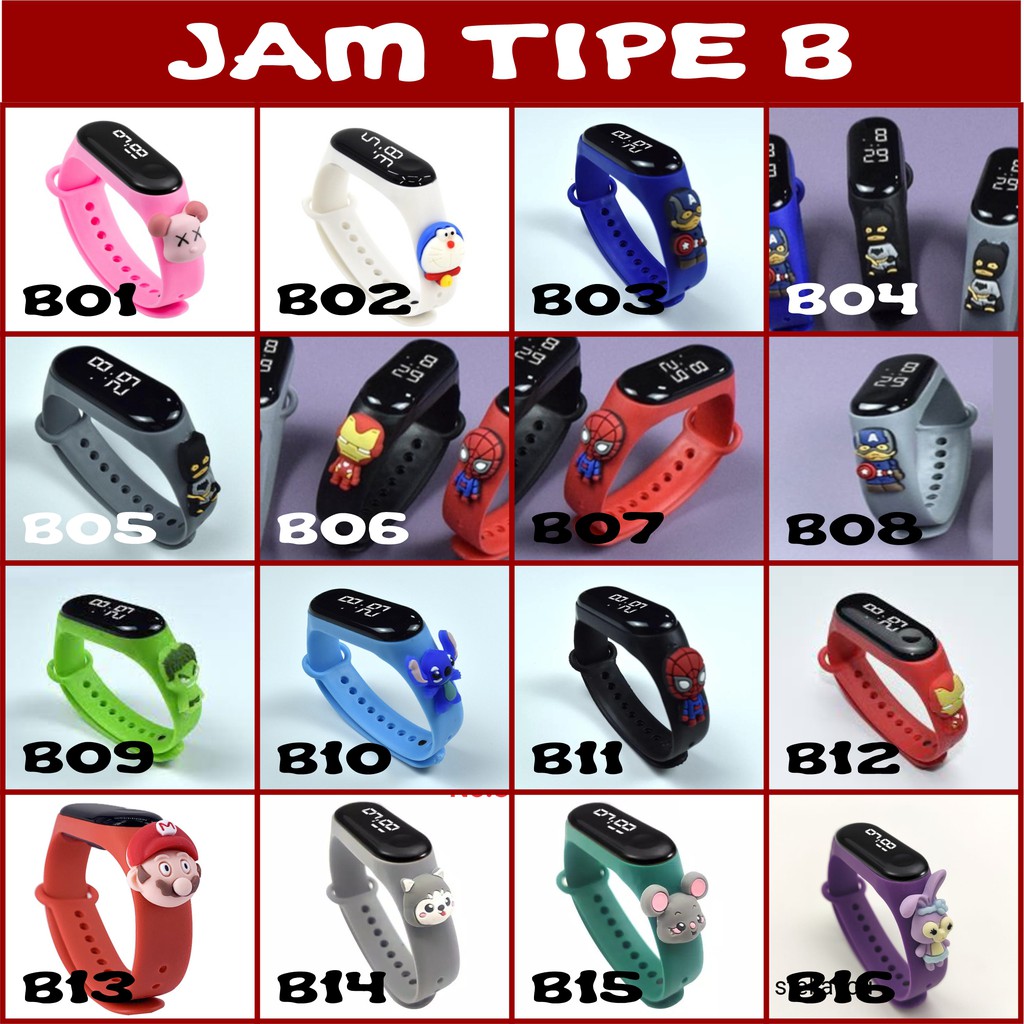 Jam Tangan Anak LED Digital display Elektronik Motif karakter kartun Lucu