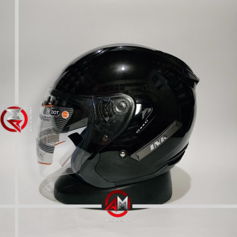 HELM INK METRO 2 BLACK METALIK DOUBLE VISOR INK HALF FACE HELM METRO POLOS HITAM HELM INK METRO 2 OR