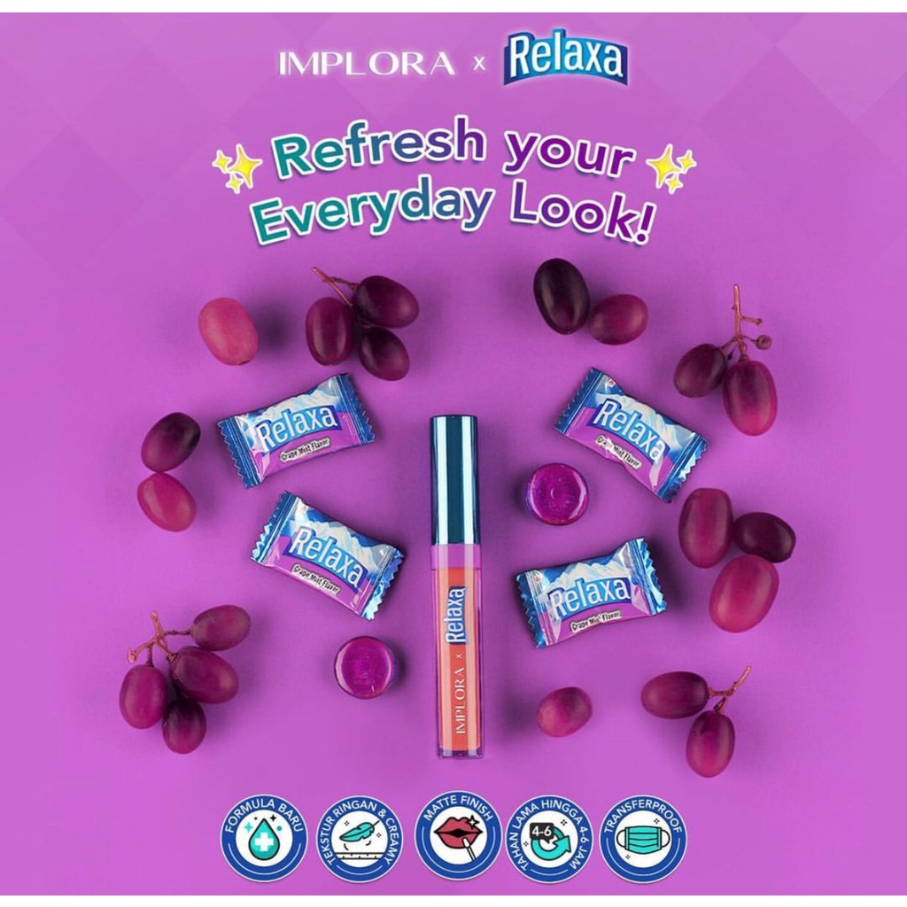 ✿ELYSABETHME✿ IMPLORA X RELAXA lip cream SET lipstick cair mattee manis rasa permen mint wangi tahan lama