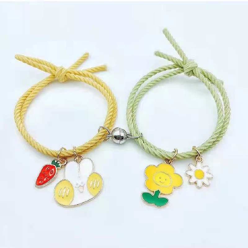 (COD) 2 pcs gelang tali couple import dengan magnet bracelet pasangan  persahabatan