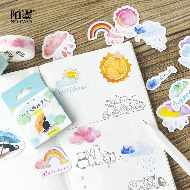 HUNAM 45 Pcs Stiker Pack Deco Tema Cuaca Untuk Journal Scrapbook Hp/Laptop