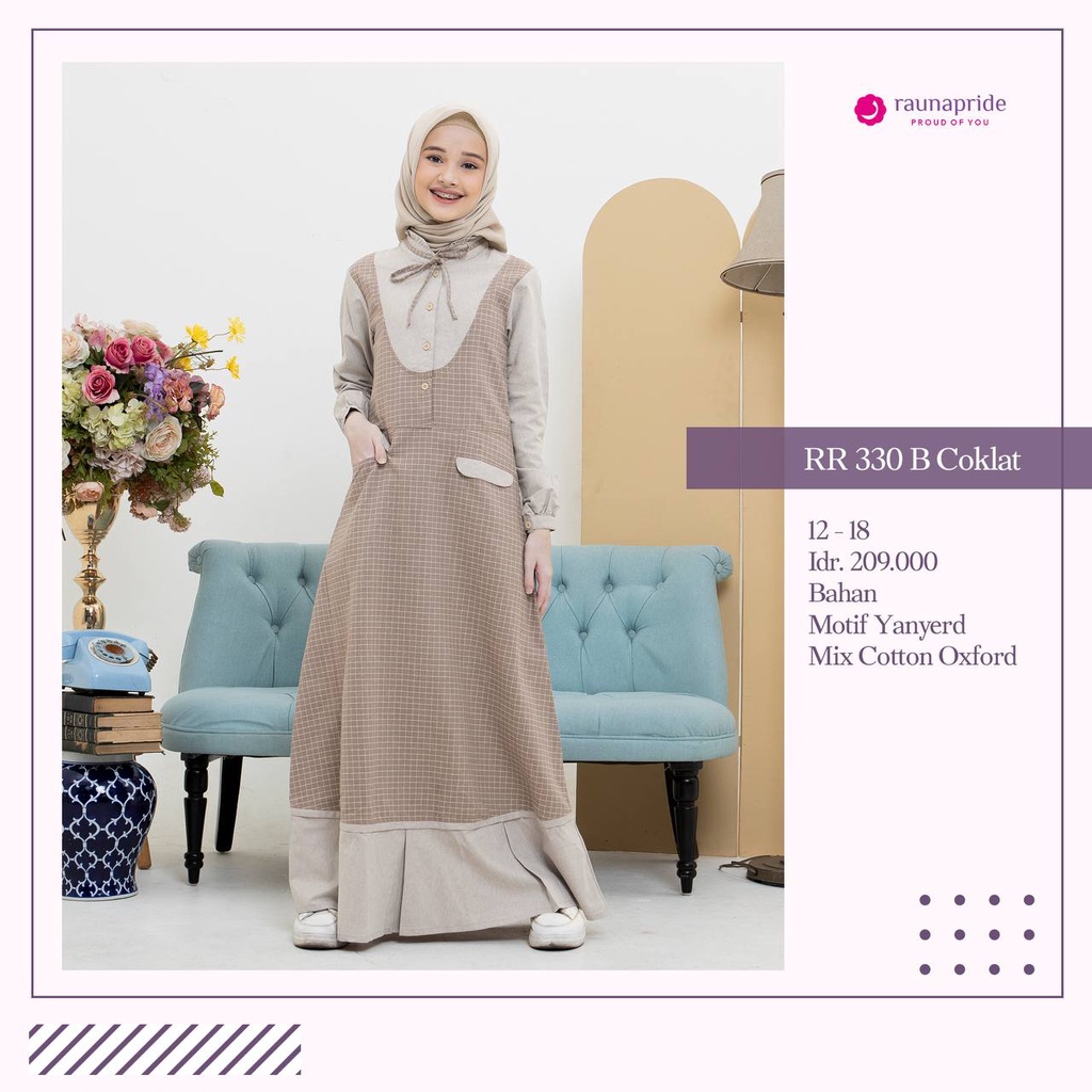 gamis remaja perempuan rauna raunapride rr 330 b gamis anak syari muslimah terbaru original
