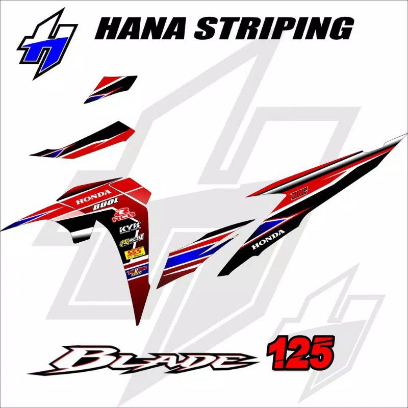 stiker striping motor Honda BLADE 125 semi Full/stiker list variasi motor Honda BLADE 125
