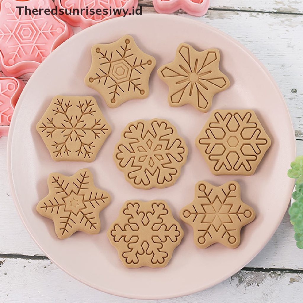 # Alat Rumah Tangga # 8pcs Cetakan Pemotong Kue / Biskuit / Fondant Bentuk Snowflake Bahan Plastik