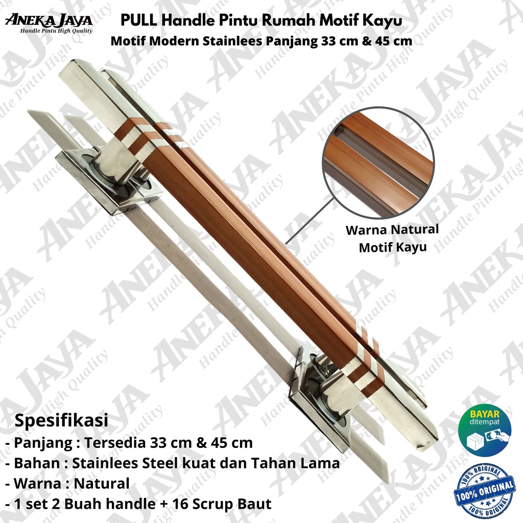 Satu Set kunci 2 Gagang pintu rumah 33 cm &amp; 45 cm / Gagang pintu rumah / Tarikan pintu set stainlees