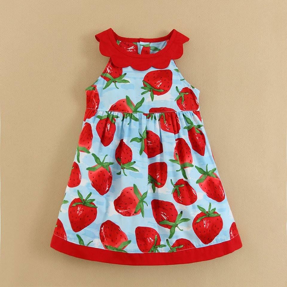 GIRL DRESS WOVEN STRAWBERRY