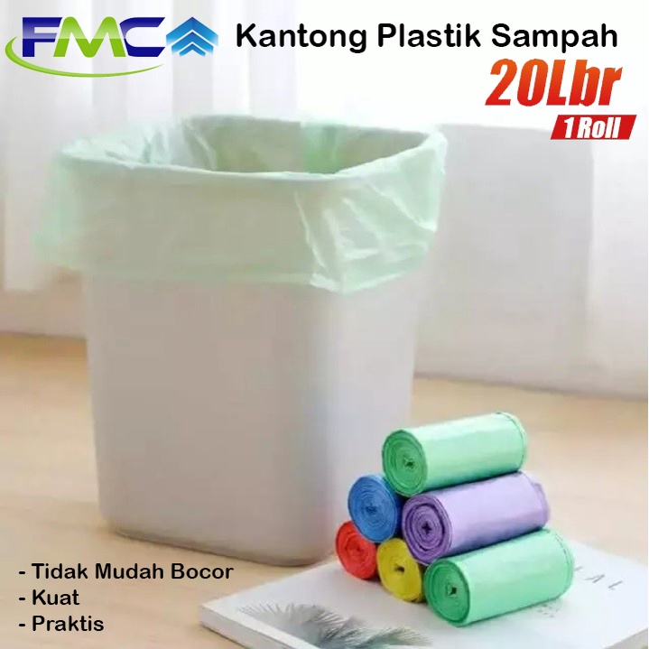 Kantong Plastik Sampah Rol Gulung 20 pcs Praktis Aman Kuat Tidak Mudah Bocor Higienis Hitam Warna