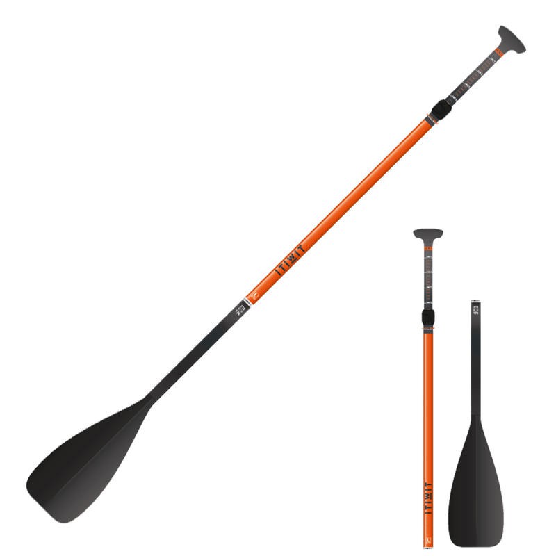 ITIWIT Dayung 500 Carbon Shaft Stand-Up Paddle (SUP) - Collapsible Adjustable - 170-210 cm - Orange