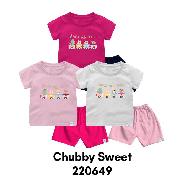 Setelan Bayi &amp; Anak Tema CHUBBY SWEET Usia 6 Bulan-8 Tahun Bahan Katun Premium