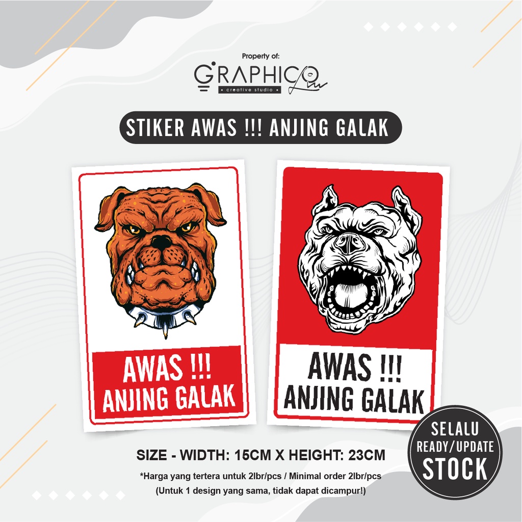 

Stiker Awas Anjing Galak - Per/2 lembar (15x23cm)