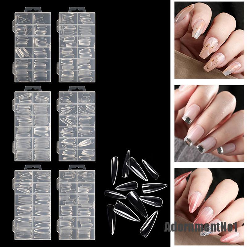 (Adornmentno1) 120pcs / Set Poly Gel Uv Builder Kuku Palsu Extension