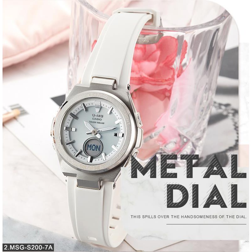 Jam tangan Casio rose gold wanita BABY-G olahraga tahan air jam tangan kuarsa elektronik seri MSG-S200