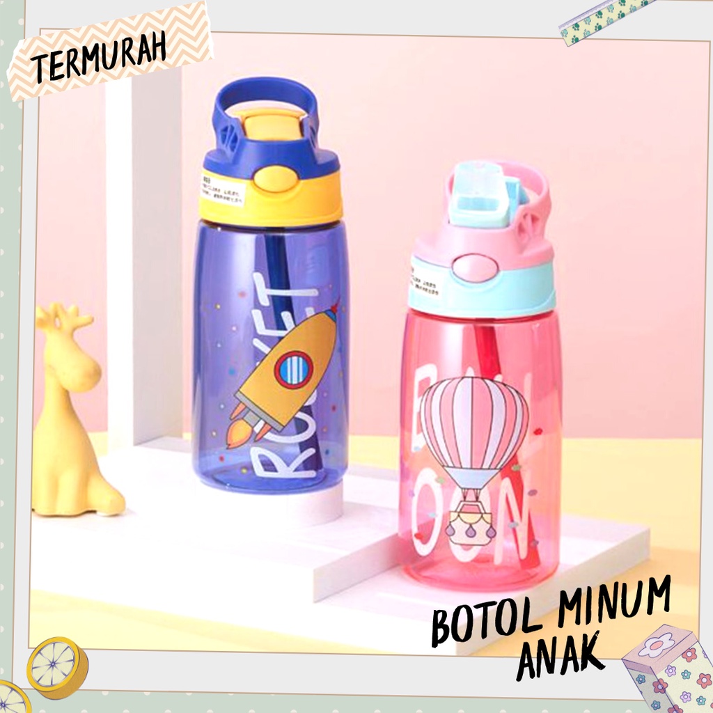 TERBARU!!!Botol Happy Botol Air Minum Anak Sedotan Motif Lucu Karakter 480 ML