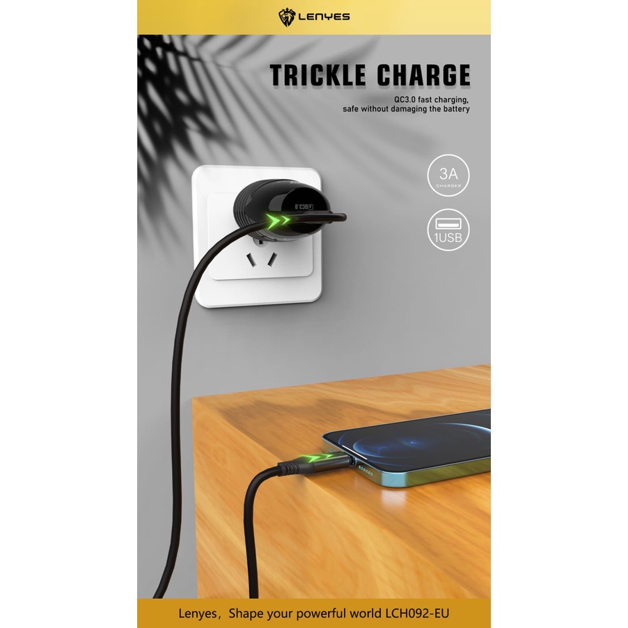 LENYES LCH092 Charger 3A Fast Charging kabel Type C Micro USB cas universal HP Android original