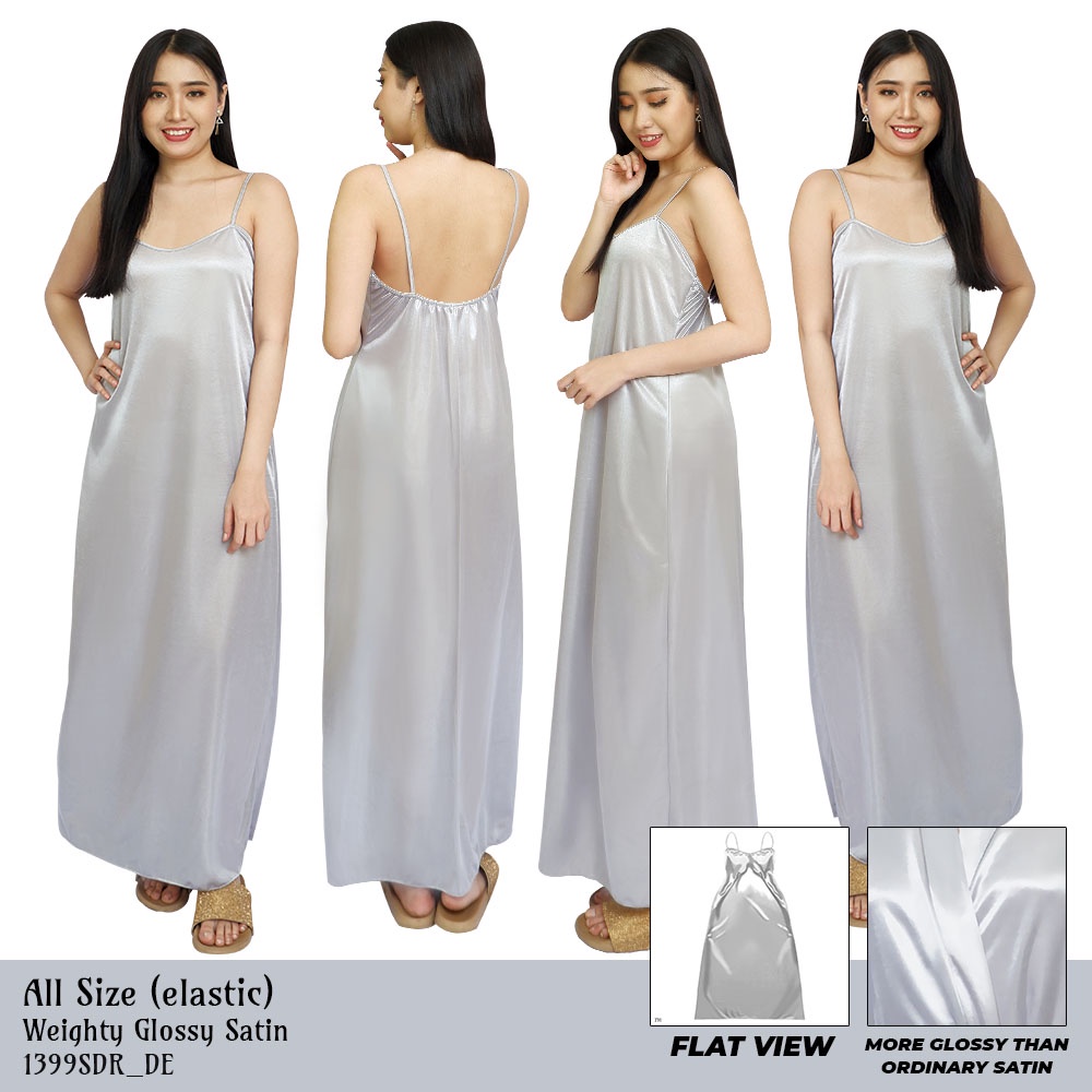 FOLVA tanktop dress baju rumah satin 1399SDR silver all size