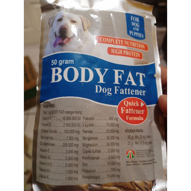 body fat bodyfat dog penggemuk anjing puppy 50 gr