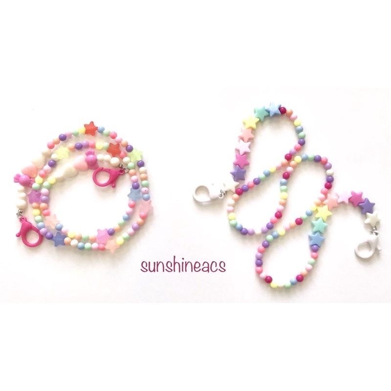 Colourful Beads Mix Star Love Strap Mask Anak | Strap Masker Anak Perempuan| Konektor Hijab Anak