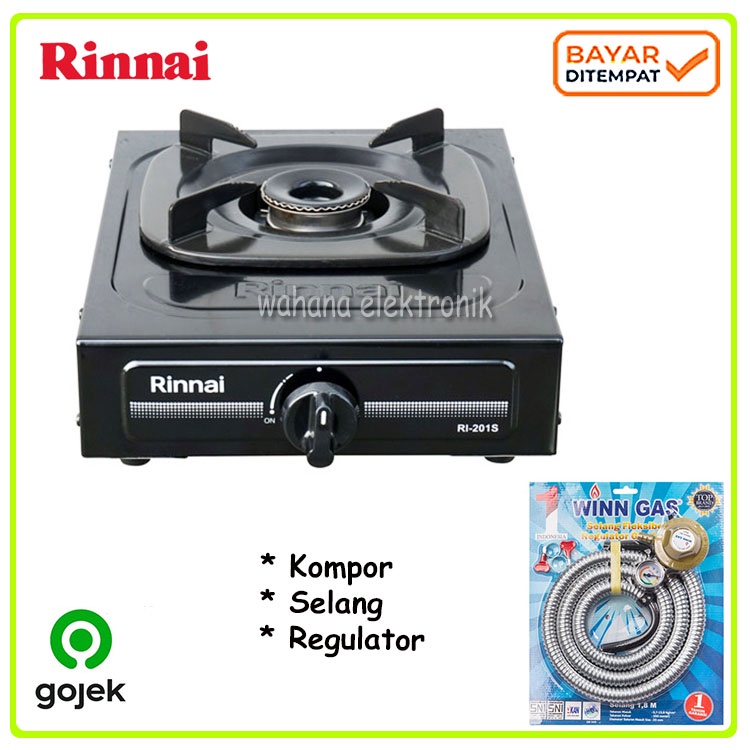 Rinnai RI-301S Kompor Gas 1 Tungku Sun Burner - Paket Caisar Selang Regulator Bisa Gojek