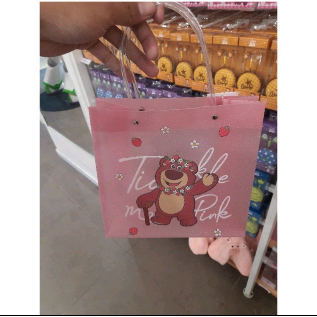 Miniso X Story Pink Strawberry Lotso Series Collection Topi Boneka Tas Tote Bag