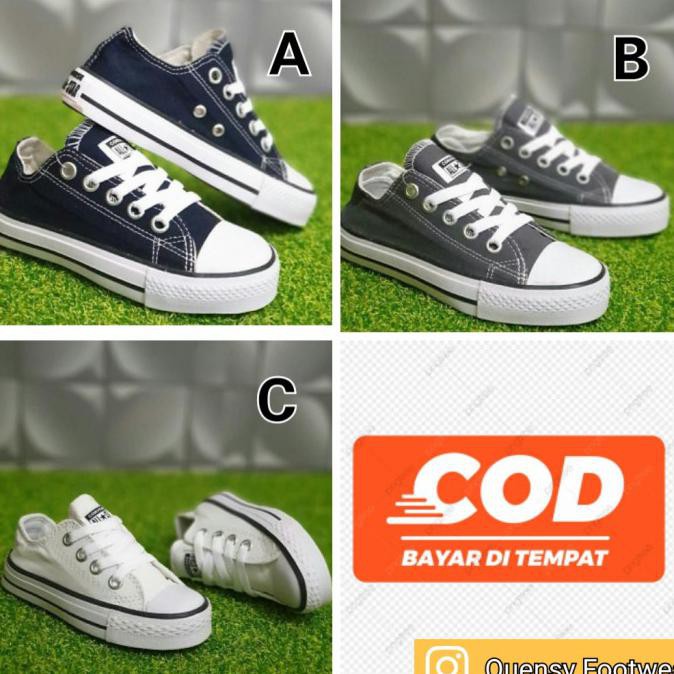 Hot Sale Sepatu Anak Laki Laki 4-7 Tahun Converse Low Kids Size 25-35 Import - C, 26/27 Diskon
