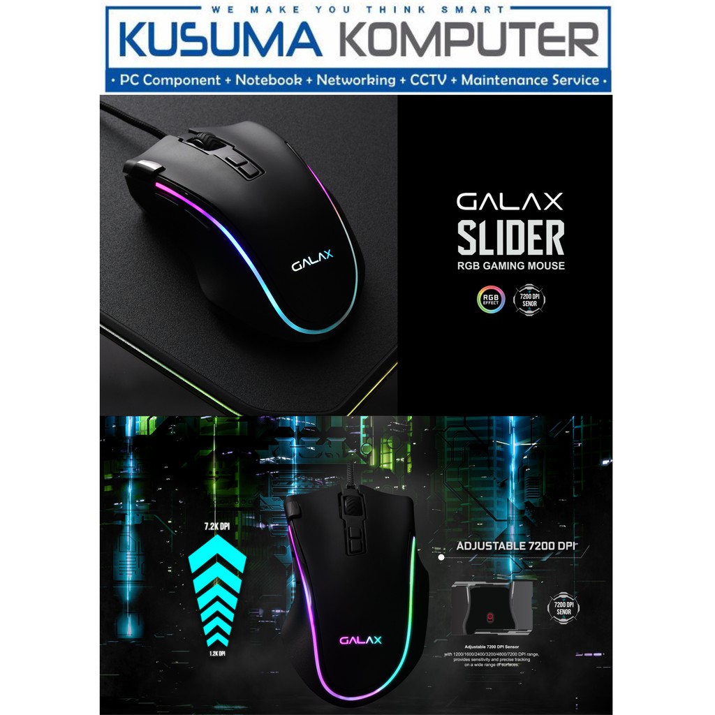 GALAX Gaming Mouse SLIDER-01 7200DPI/ RGB/ 8 Programmable Macro Keys