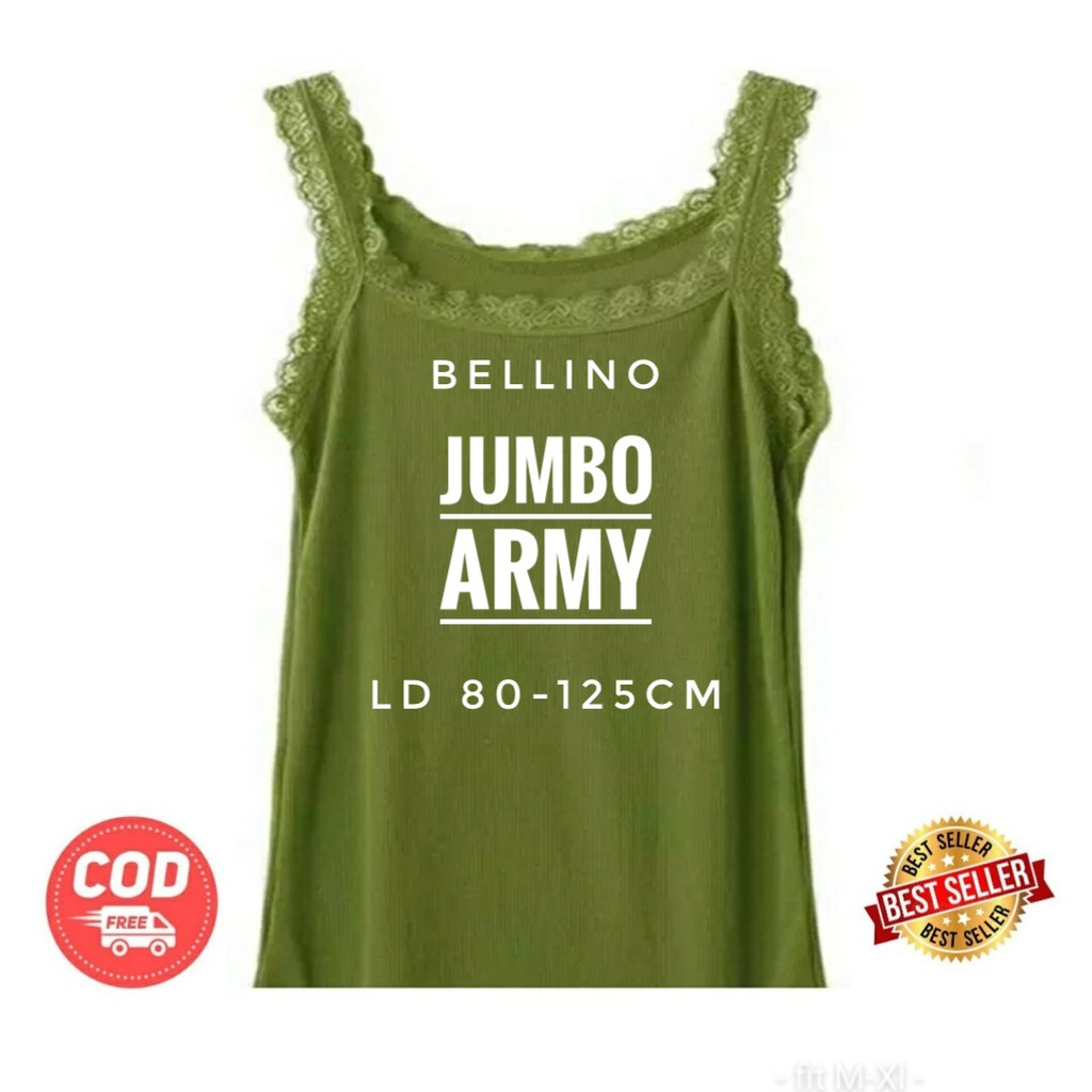 Camisol Tank Top Jumbo Renda Fit to XXL Viorano Super Soft Tanktop Jumbo Wanita Viorano Tangtop Adem-Army