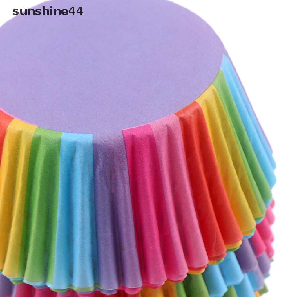 Sunshine 100pcs Kertas Cetakan Cupcake Warna Hujan