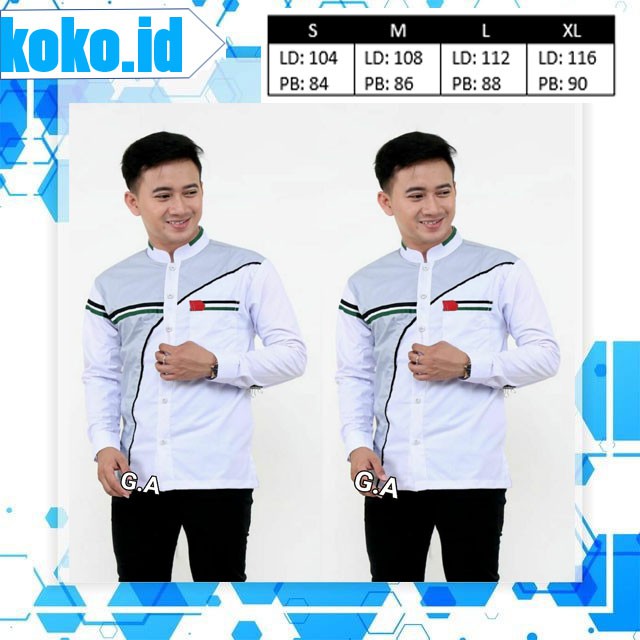  Baju  Koko Pria  Dewasa Palestina  marom collection lengan 