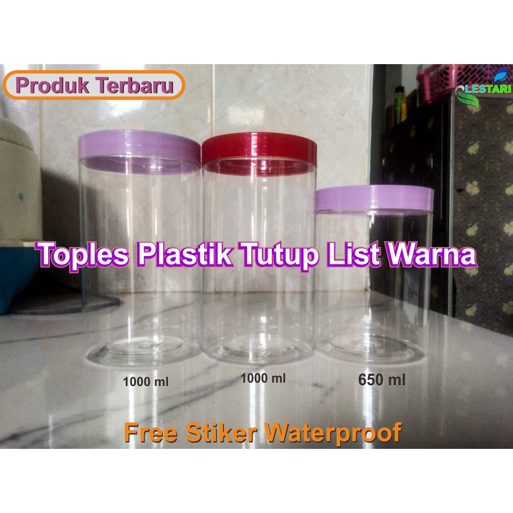 Toples plastik tempat bumbu dapur warna list ungu, merah  model minimalis free label sticker