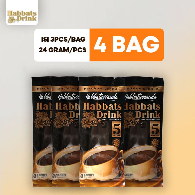 

MINUMAN HABBATUSSAUDA, GULA AREN, KRIMER NABATI, MADU, BIJI WIJEN (4 Bag Habbats Drink isi 3 Sachet)